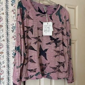 Magnolia Pearl bird long sleeve top one size